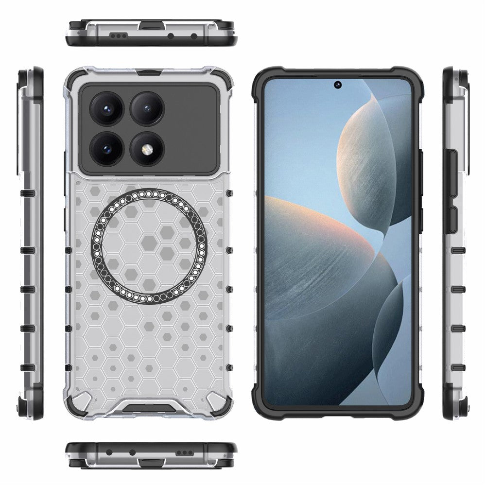 For Xiaomi Redmi K70E 5G / Poco X6 Pro 5G Magnetic Phone Case Honeycomb TPU+PC Back Cover