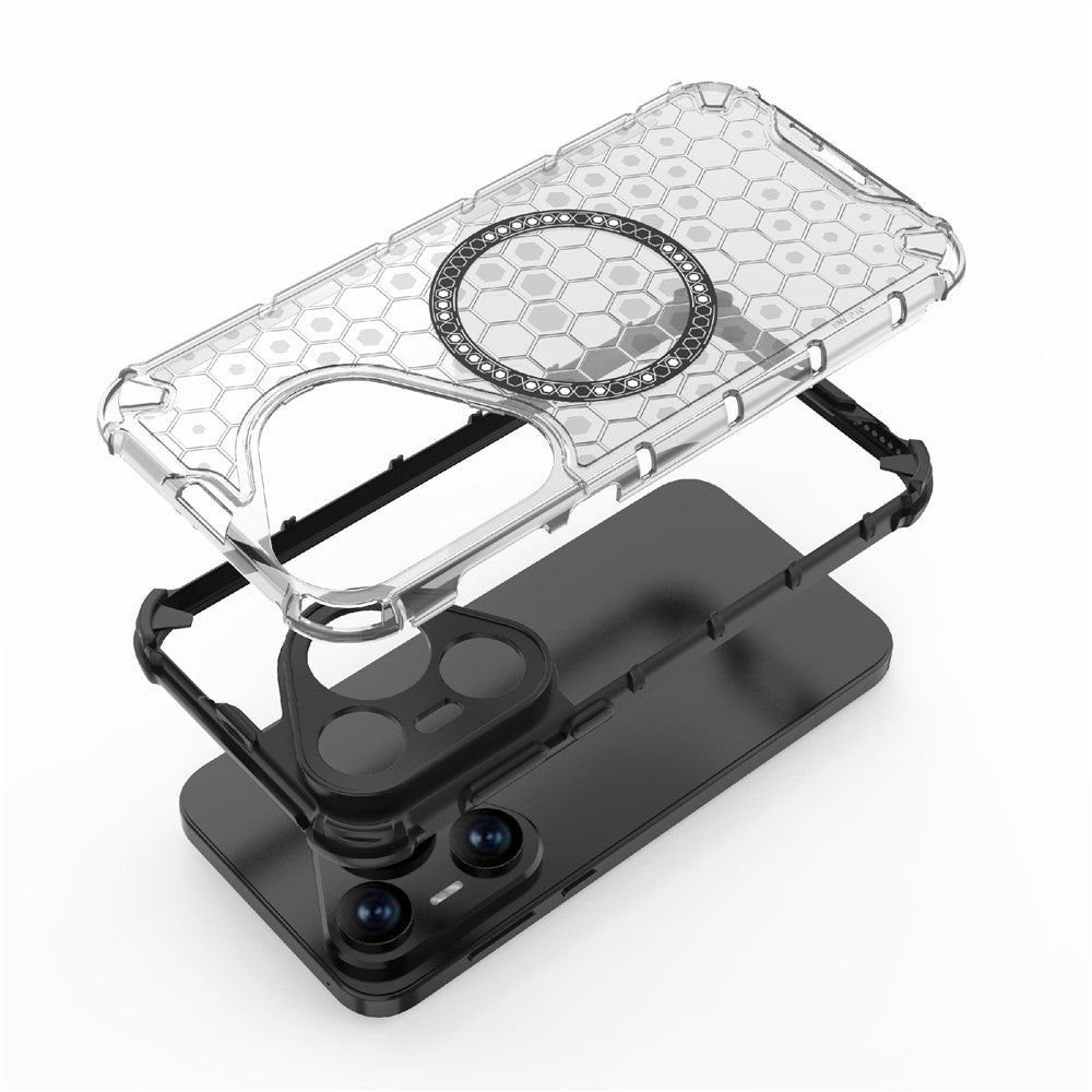 For Huawei Pura 70 Magnetic Case TPU+PC Honeycomb Corner Protection Phone Cover