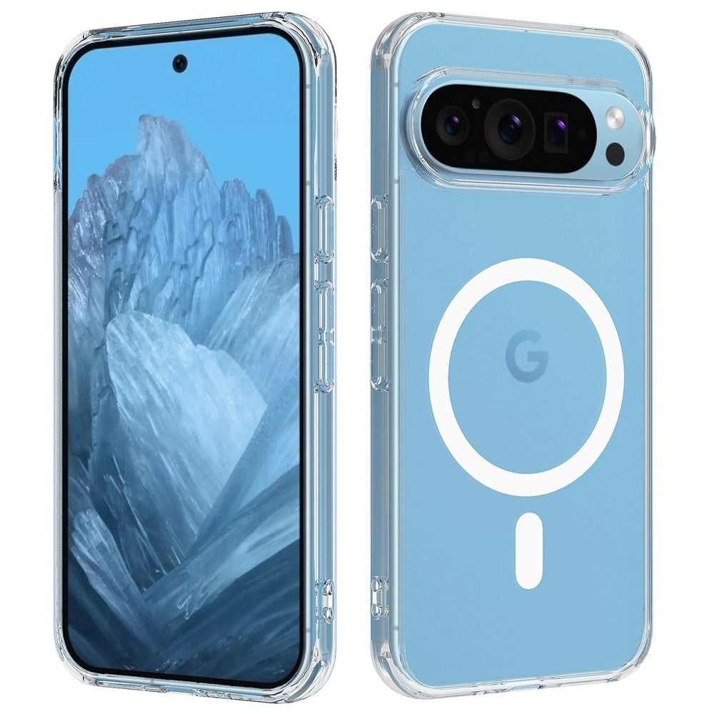For Google Pixel 9 Pro Magnetic Case Magnetic Case TPU+Acrylic Clear Phone Cover