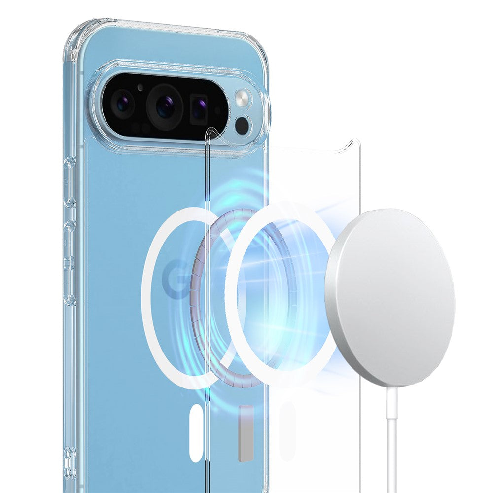 For Google Pixel 9 Pro XL Clear Case Magnetic Case TPU+Acrylic Phone Cover