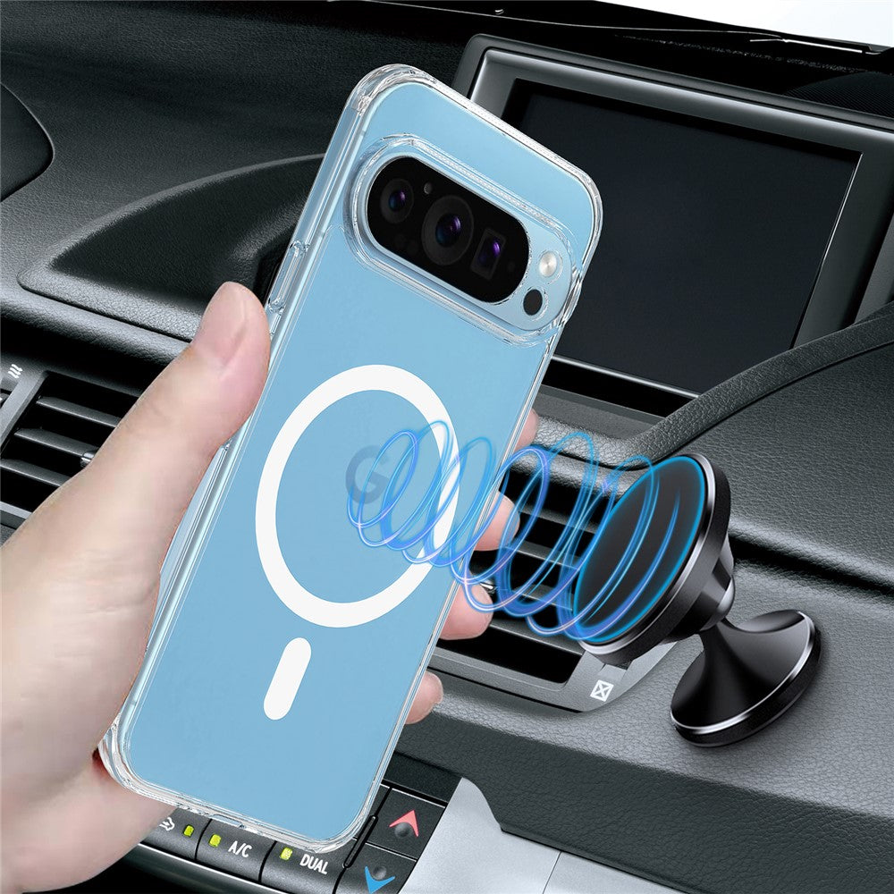 For Google Pixel 9 Pro XL Clear Case Magnetic Case TPU+Acrylic Phone Cover