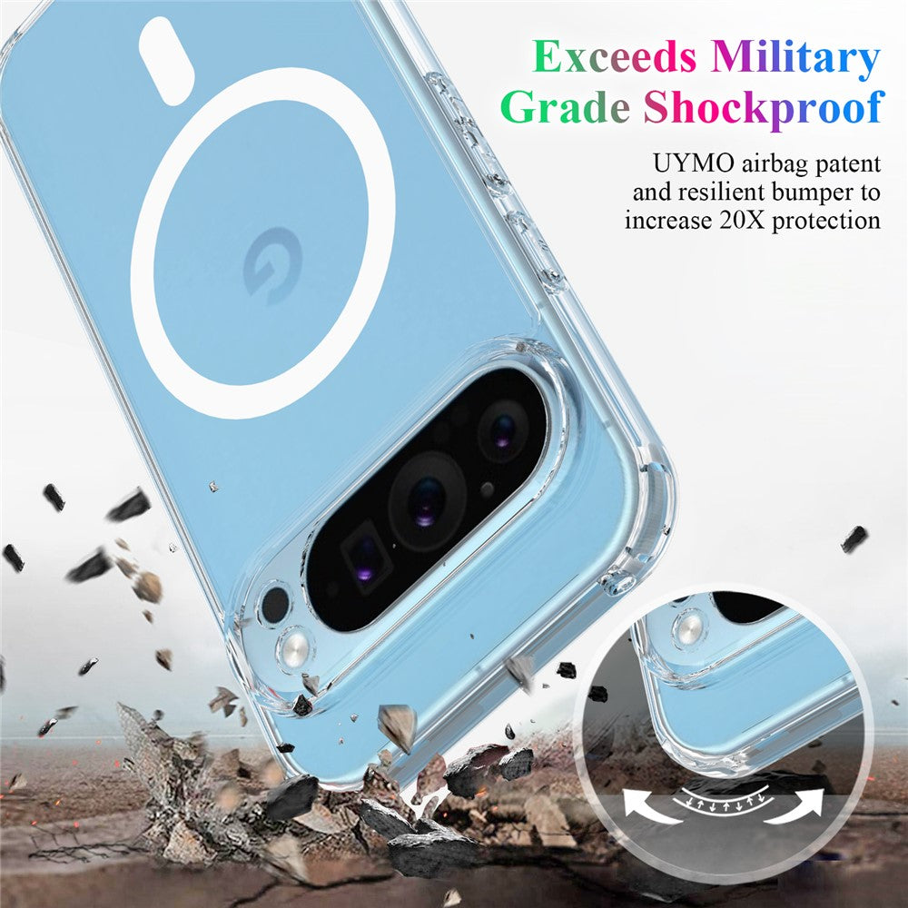 For Google Pixel 9 Pro XL Clear Case Magnetic Case TPU+Acrylic Phone Cover