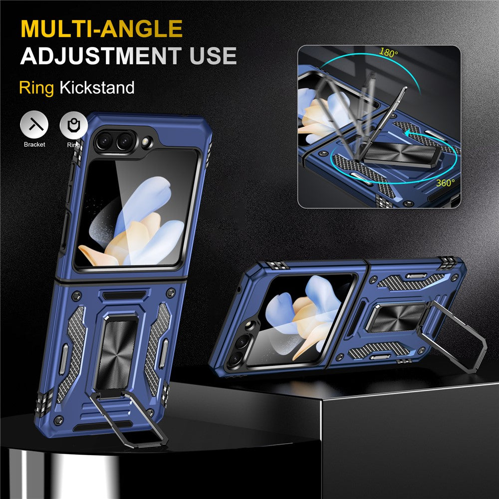 Armor Series For Samsung Galaxy Z Flip7 FE 5G / Z Flip6 5G Case Ring Kickstand PC+TPU Phone Cover