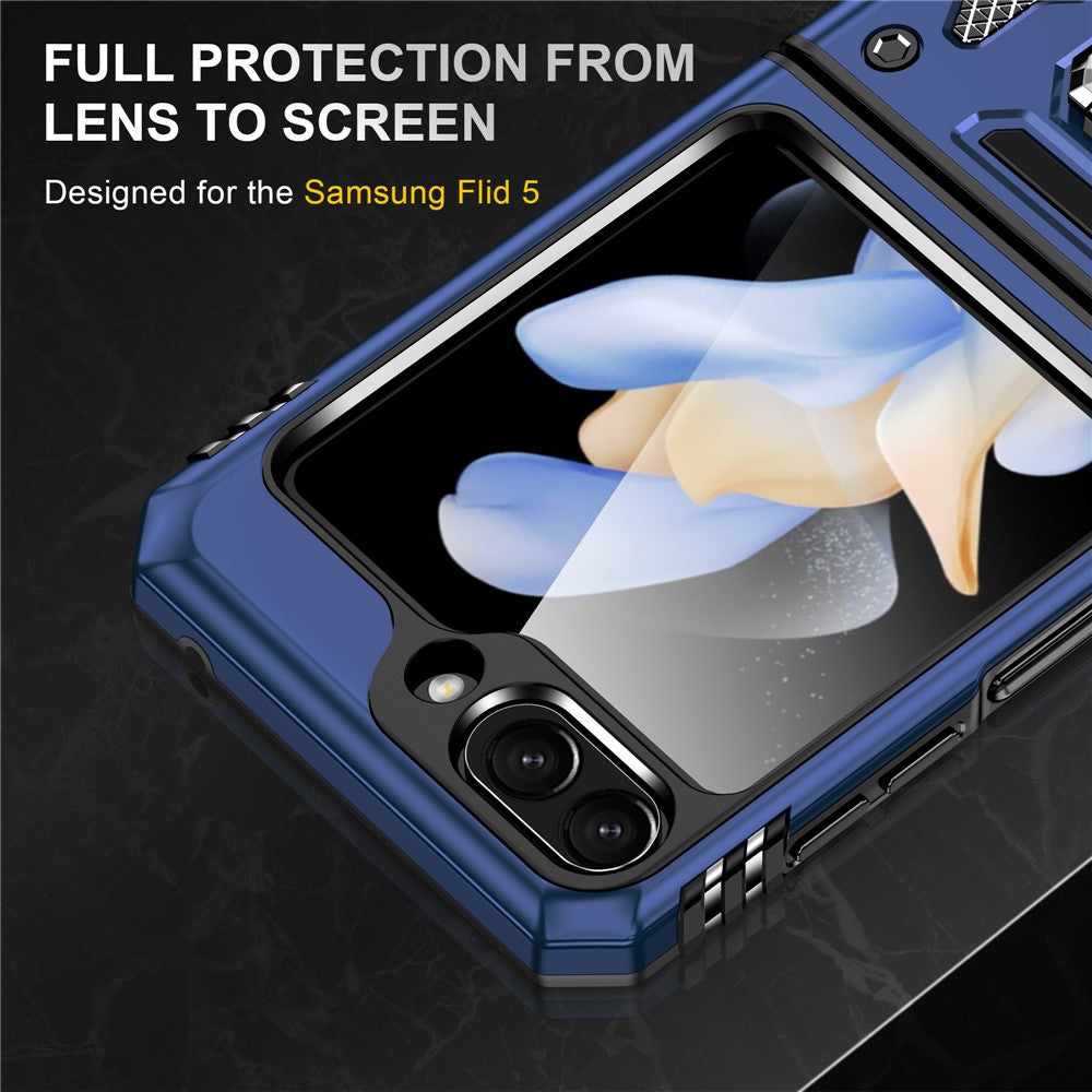 Armor Series For Samsung Galaxy Z Flip7 FE 5G / Z Flip6 5G Case Ring Kickstand PC+TPU Phone Cover