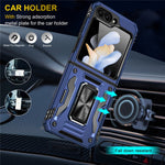 Armor Series For Samsung Galaxy Z Flip7 FE 5G / Z Flip6 5G Case Ring Kickstand PC+TPU Phone Cover