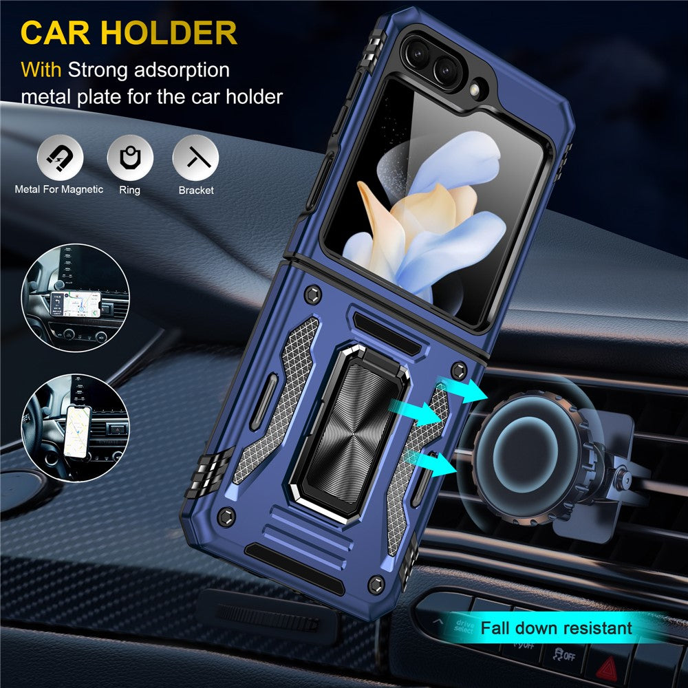 Armor Series For Samsung Galaxy Z Flip7 FE 5G / Z Flip6 5G Case Ring Kickstand PC+TPU Phone Cover
