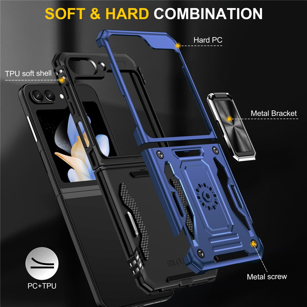 Armor Series For Samsung Galaxy Z Flip7 FE 5G / Z Flip6 5G Case Ring Kickstand PC+TPU Phone Cover