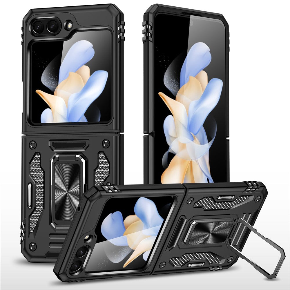 Armor Series For Samsung Galaxy Z Flip7 FE 5G / Z Flip6 5G Case Ring Kickstand PC+TPU Phone Cover