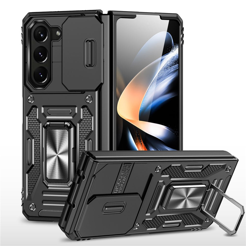 Armor Series For Samsung Galaxy Z Fold6 5G Kickstand Case Slide Lens Cover PC+TPU Phone Shell