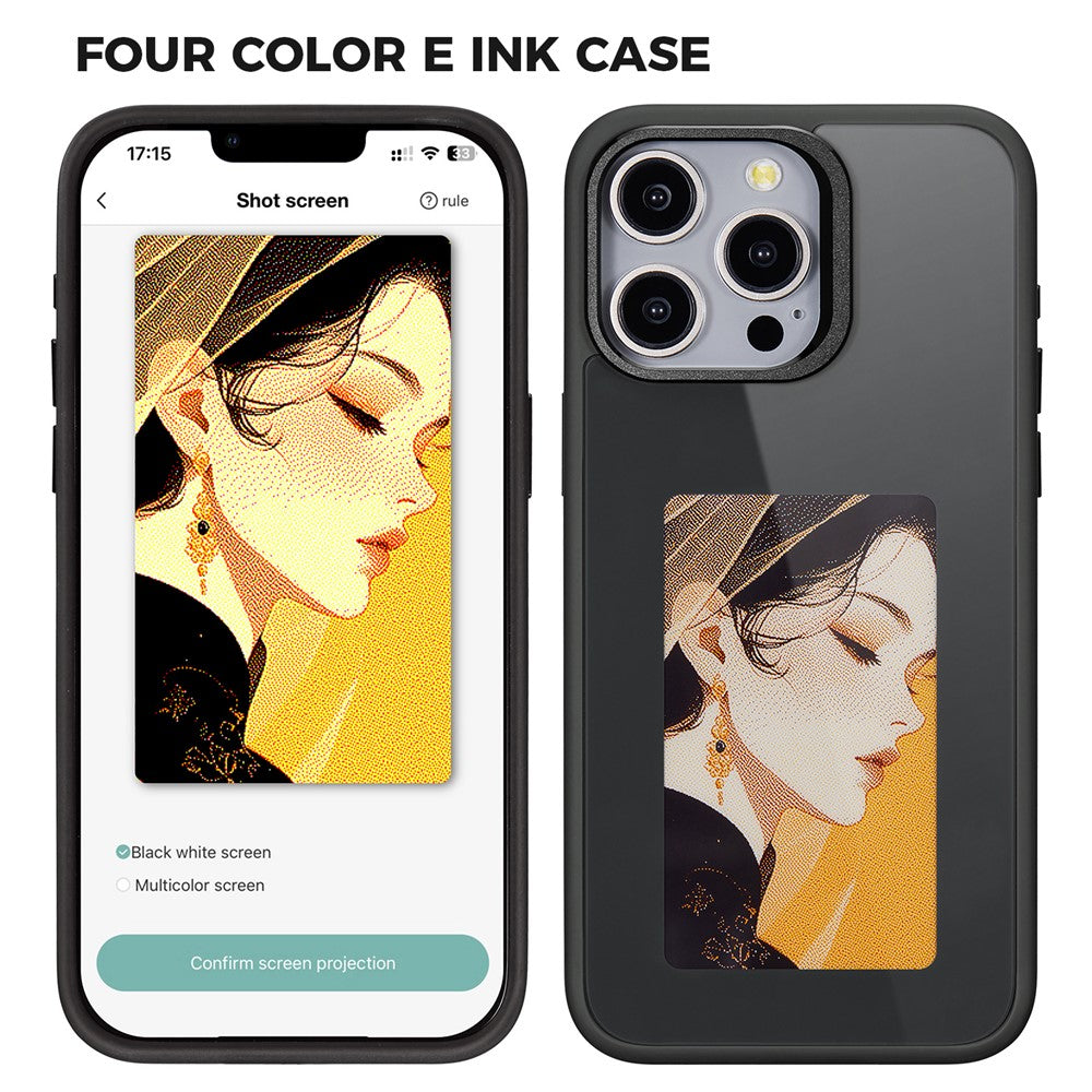 E Ink Case for iPhone 13 Pro Max 4-Color NFC Projection DIY Screen Display Phone Cover