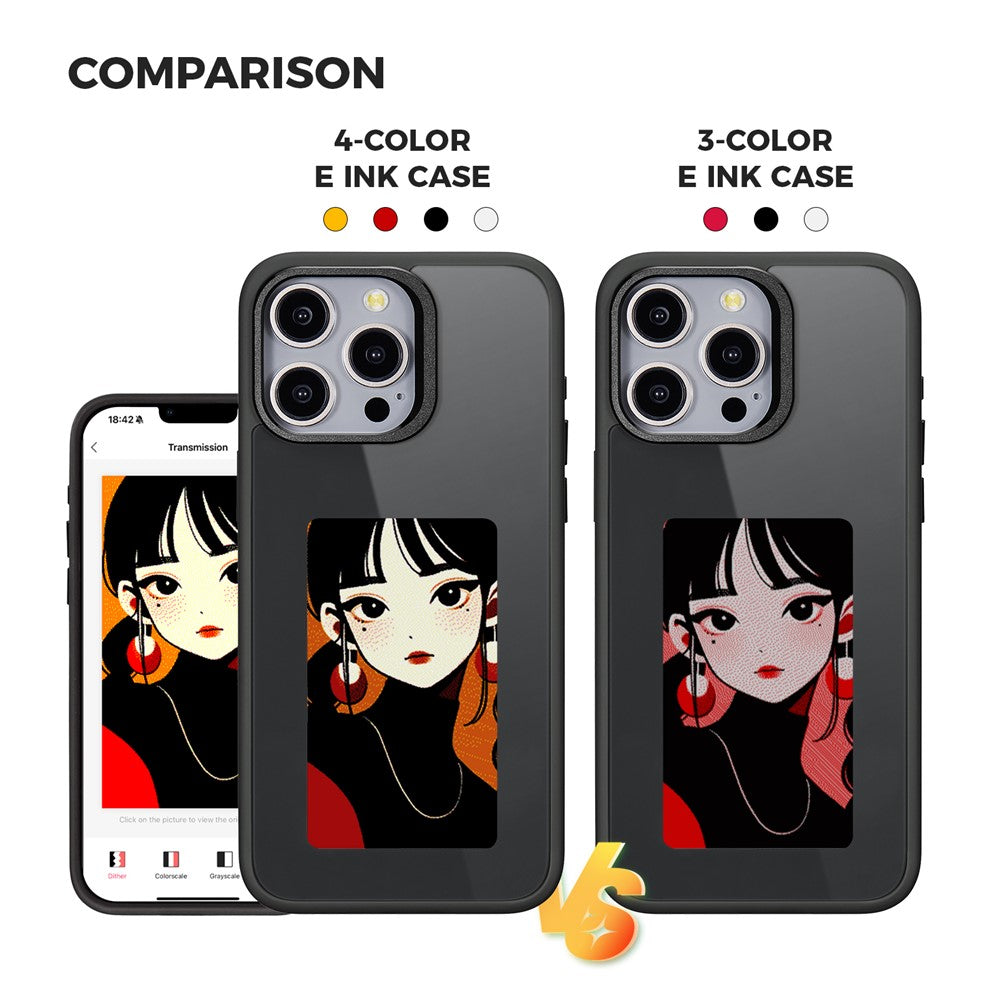 E Ink Case for iPhone 13 Pro Max 4-Color NFC Projection DIY Screen Display Phone Cover