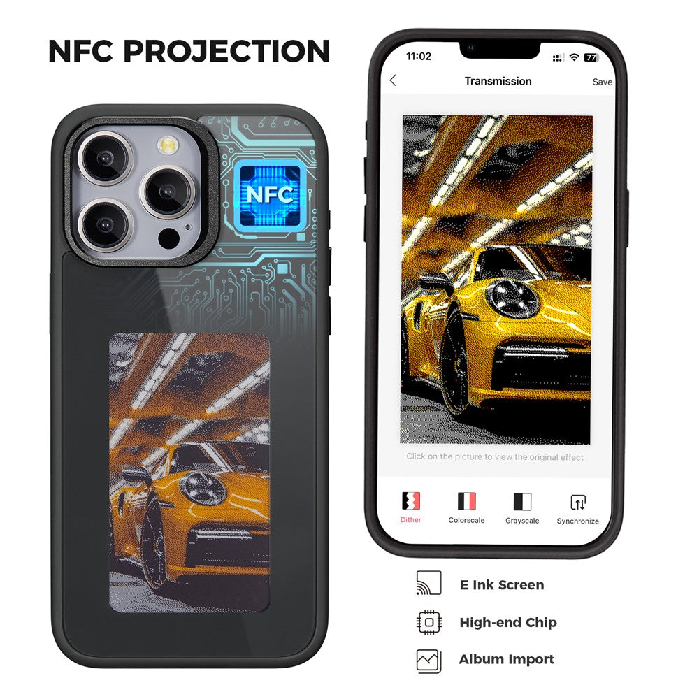 E Ink Case for iPhone 13 Pro Max 4-Color NFC Projection DIY Screen Display Phone Cover