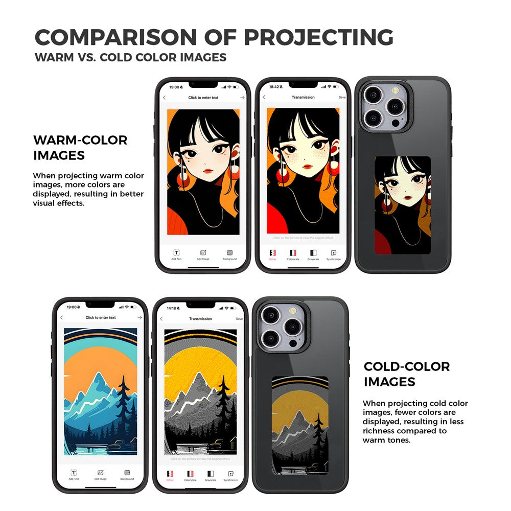 E Ink Case for iPhone 13 Pro Max 4-Color NFC Projection DIY Screen Display Phone Cover