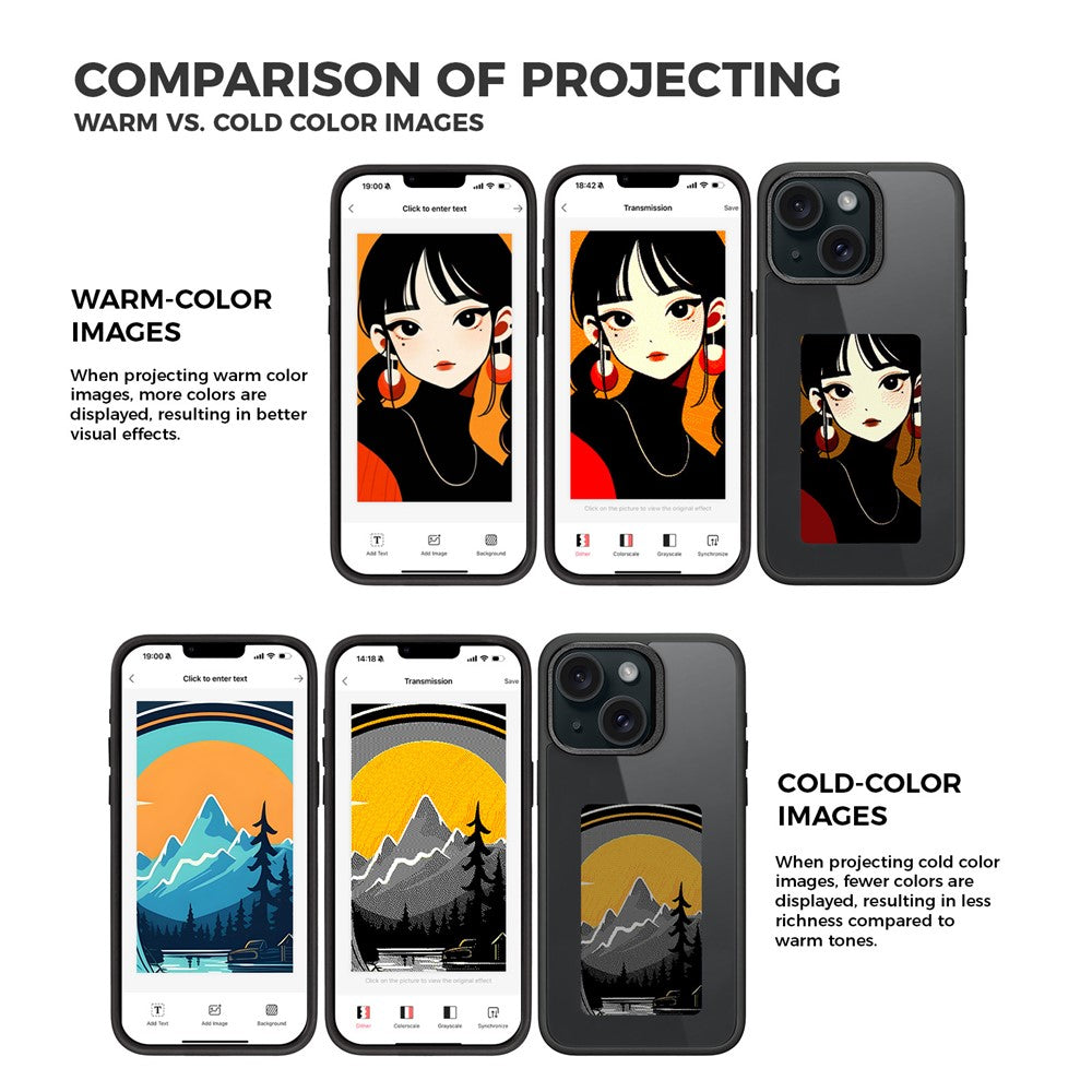 E Ink Phone Case for iPhone 13 / 14 Smart NFC Phone Case Photo, Black / White / Red / Yellow 4-Color