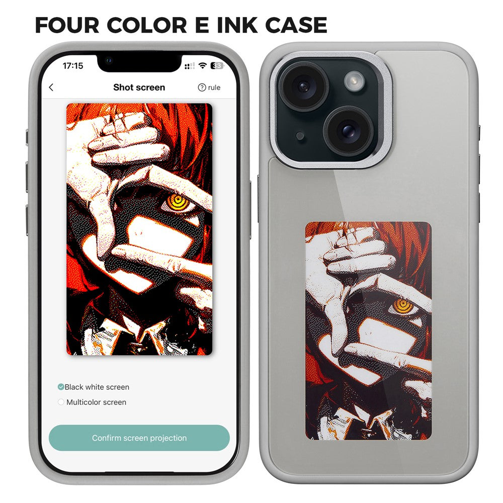 E Ink Phone Case for iPhone 13 / 14 Smart NFC Phone Case Photo, Black / White / Red / Yellow 4-Color