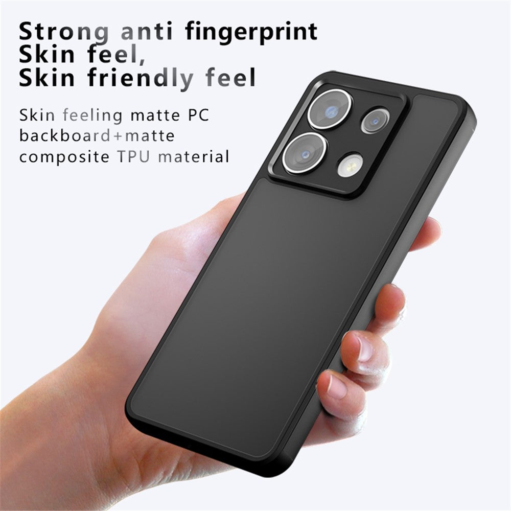 For Xiaomi Redmi Note 13 Pro 5G / Poco X6 5G Case Skin-Touch TPU + PC Matte Phone Back Cover, Transparent Black
