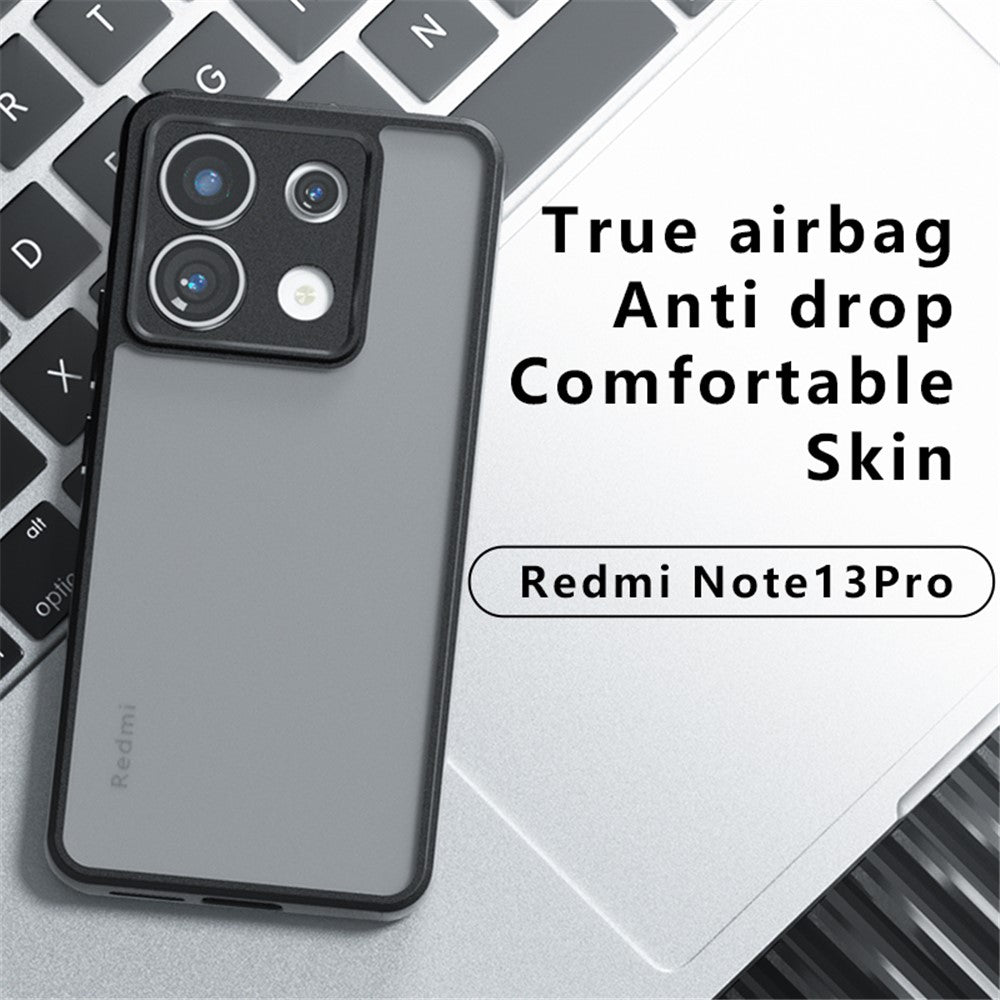 For Xiaomi Redmi Note 13 Pro 5G / Poco X6 5G Case Skin-Touch TPU + PC Matte Phone Back Cover, Transparent Black