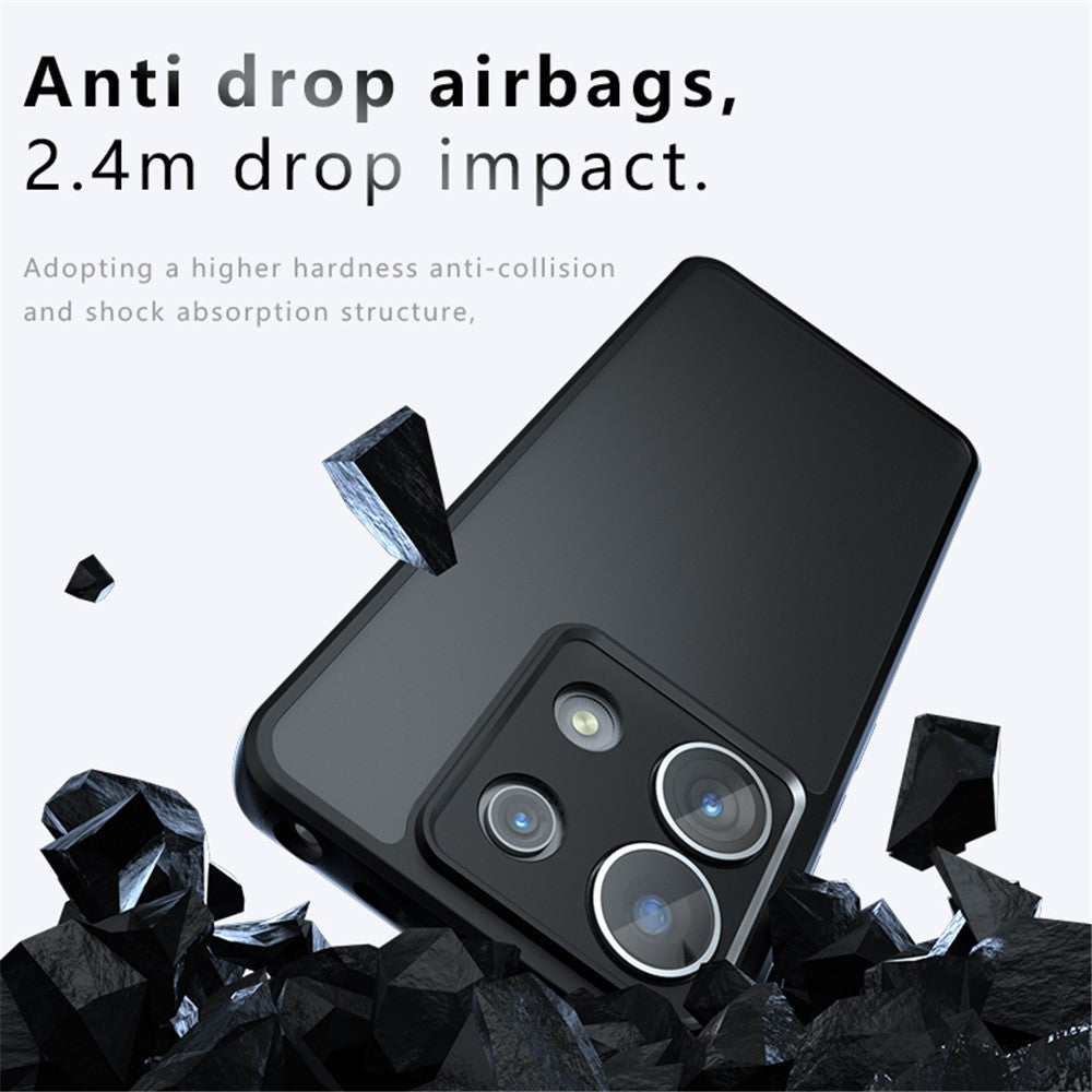 For Xiaomi Redmi Note 13 Pro 5G / Poco X6 5G Case Skin-Touch TPU + PC Matte Phone Back Cover, Transparent Black