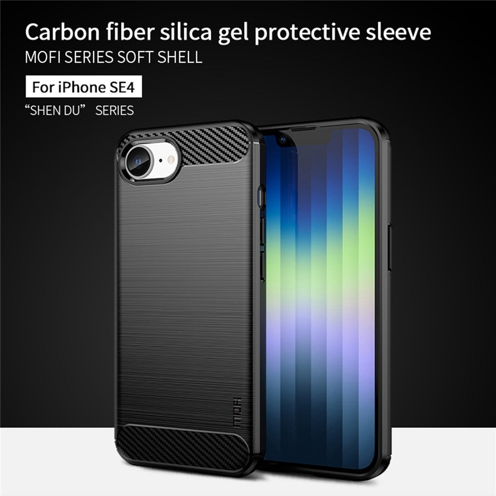 MOFI JK TPU Serie-1 til iPhone 17e / 16e Cover Fleksibelt TPU Telefoncover med Kulfiberdesign