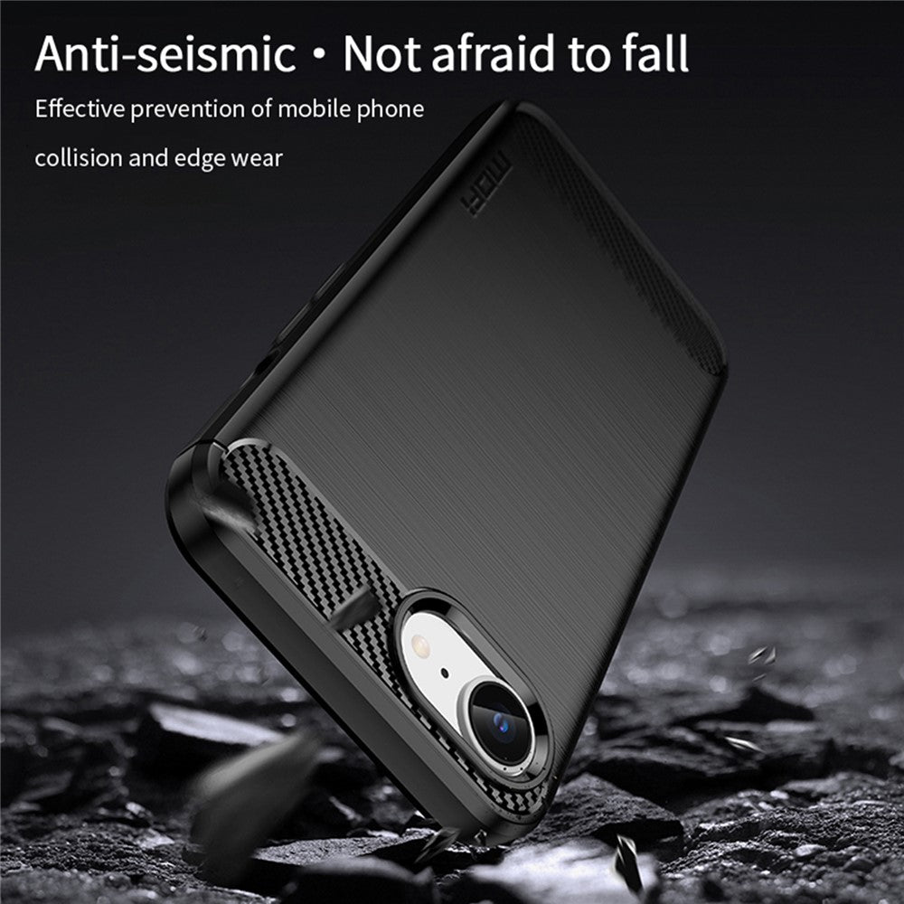 MOFI JK TPU Serie-1 til iPhone 17e / 16e Cover Fleksibelt TPU Telefoncover med Kulfiberdesign