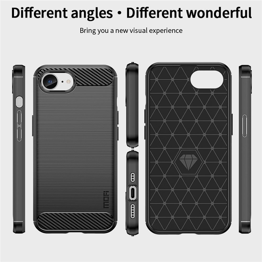 MOFI JK TPU Serie-1 til iPhone 17e / 16e Cover Fleksibelt TPU Telefoncover med Kulfiberdesign