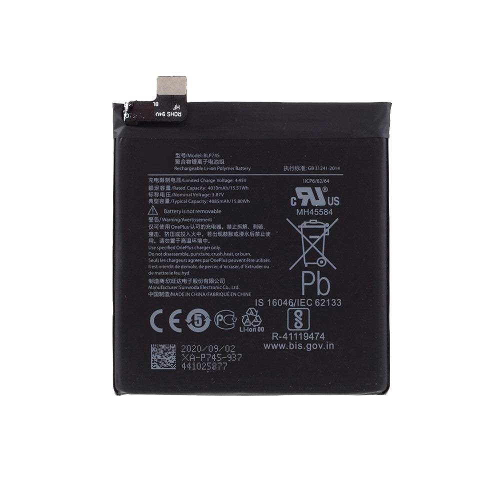 3.87V 4010mAh Battery Replacement (Encode: BLP745) for OnePlus 7T Pro