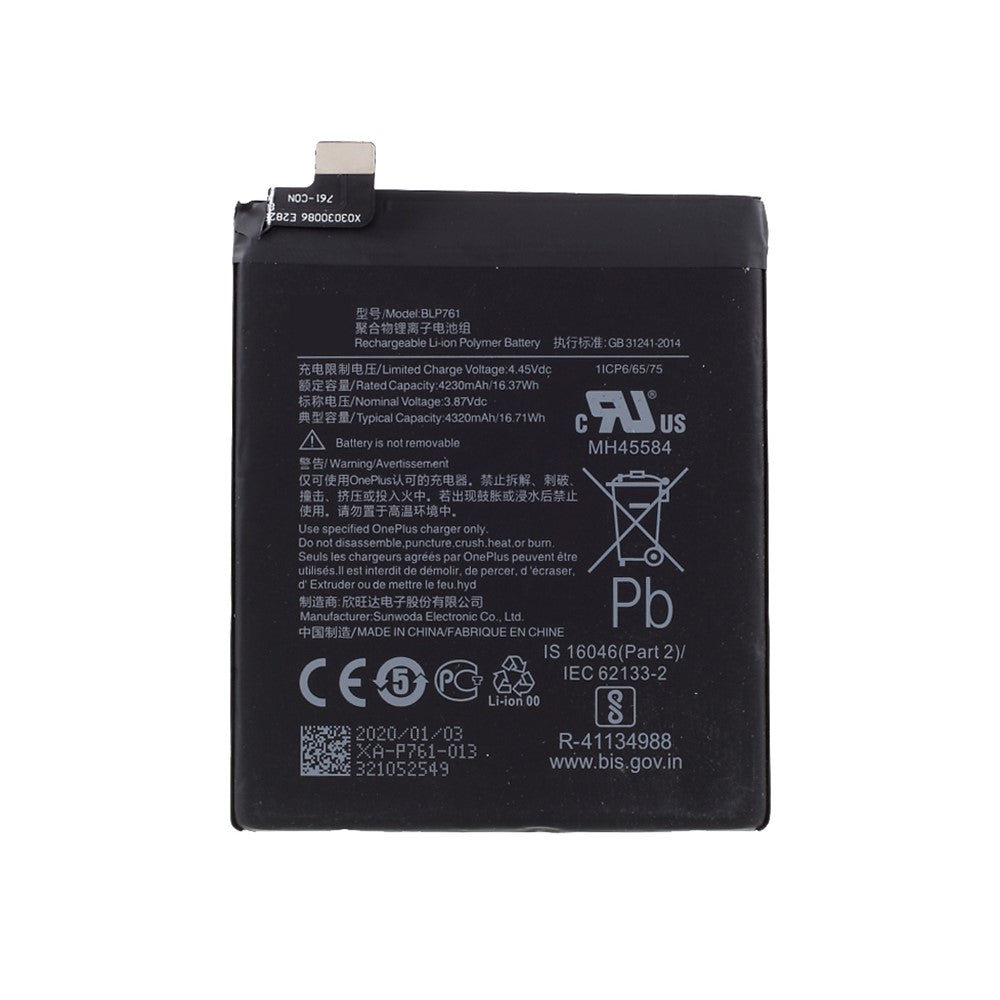 3.87V 4230mAh Batteriudskiftning (Encode: BLP761) til OnePlus 8