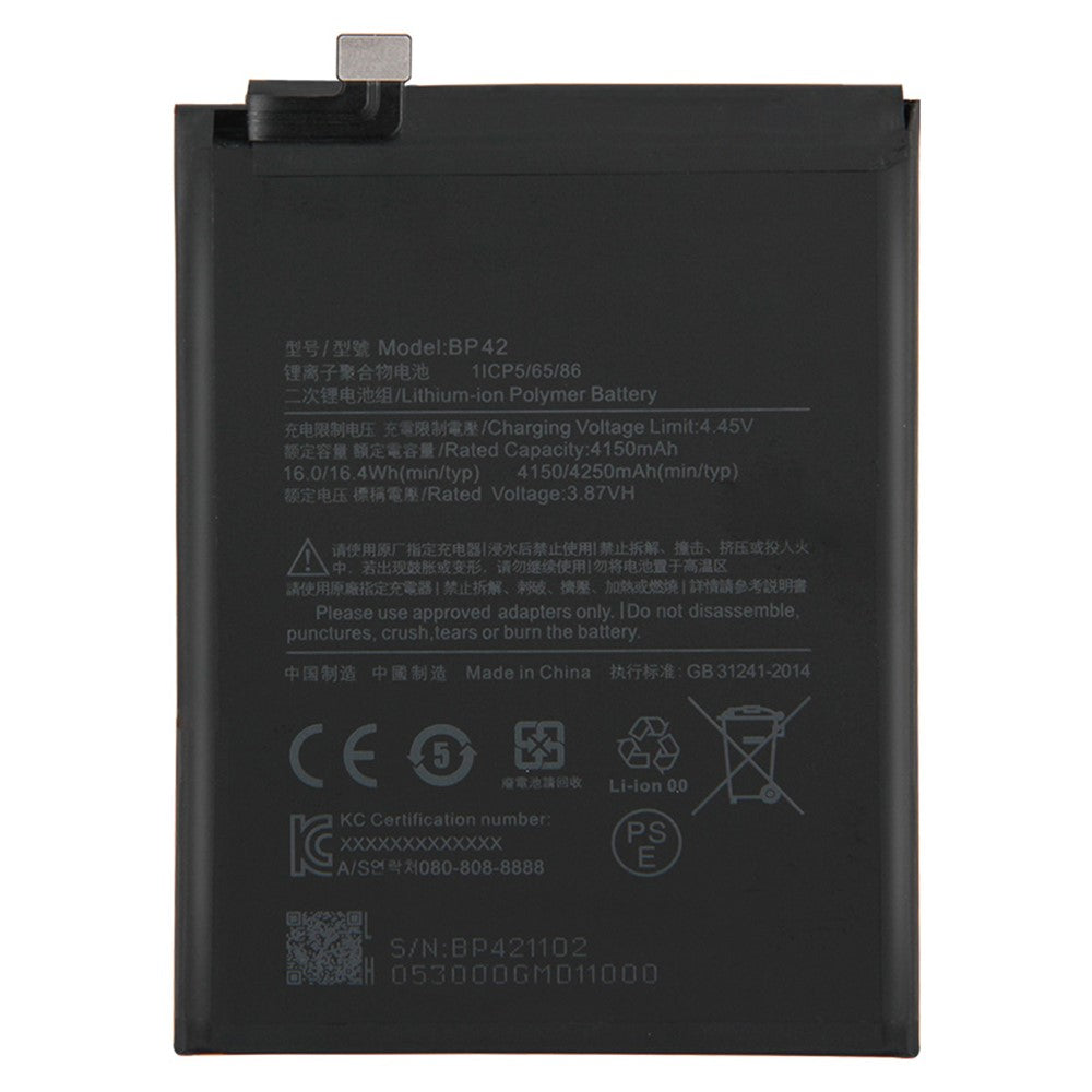 For Xiaomi Mi 11 Lite 4G/5G 3.87V 4150mAh Battery Replacement (Encode: BP42) (without Logo)