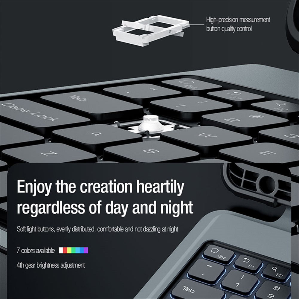 NILLKIN Til Samsung Galaxy Tab S9 FE+ Tablet-etui med aftageligt Bluetooth-kompatibelt tastatur (baggrundsbelyst version)