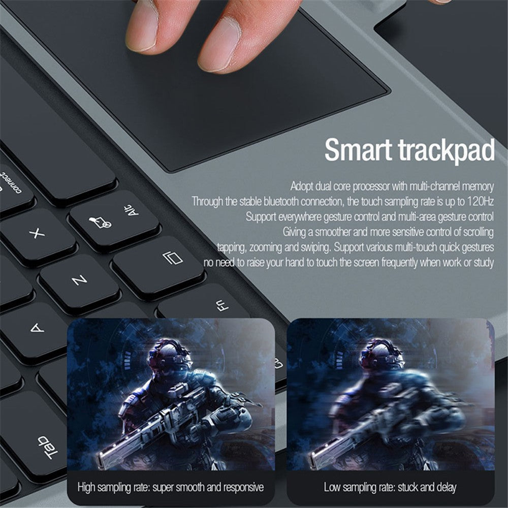 NILLKIN Til Samsung Galaxy Tab S9 FE+ Tablet-etui med aftageligt Bluetooth-kompatibelt tastatur (baggrundsbelyst version)