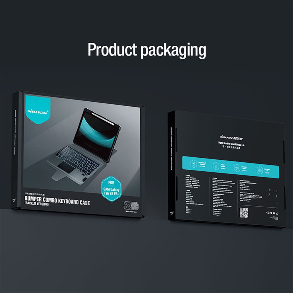 NILLKIN Til Samsung Galaxy Tab S9 FE+ Tablet-etui med aftageligt Bluetooth-kompatibelt tastatur (baggrundsbelyst version)