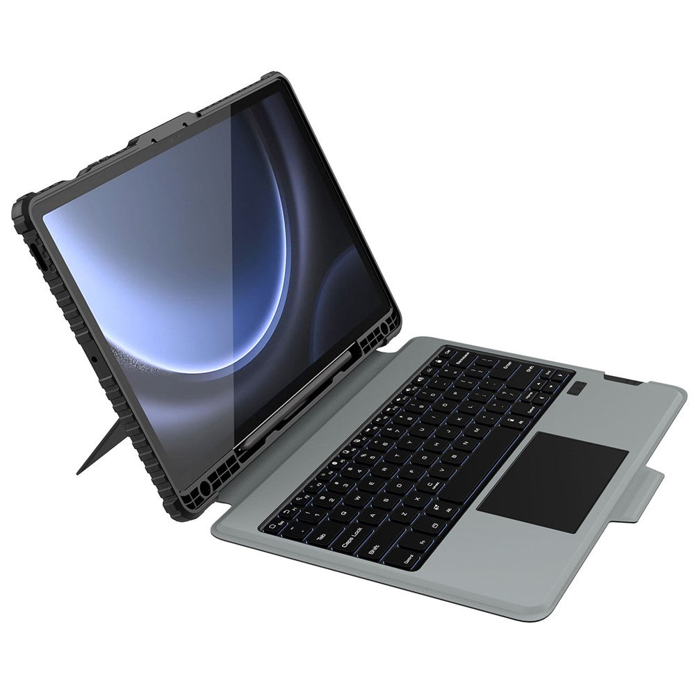 NILLKIN Til Samsung Galaxy Tab S9 FE+ Tablet-etui med aftageligt Bluetooth-kompatibelt tastatur (baggrundsbelyst version)