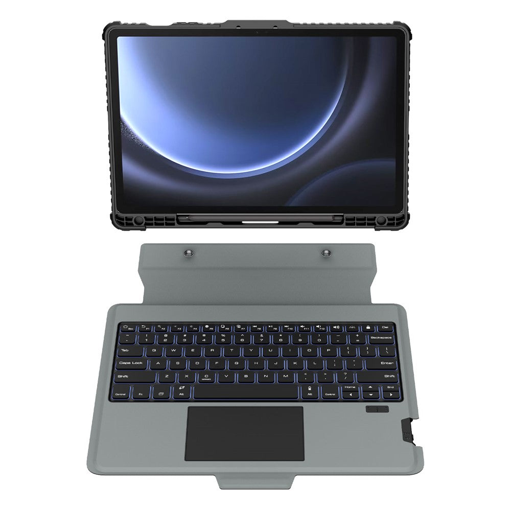 NILLKIN Til Samsung Galaxy Tab S9 FE+ Tablet-etui med aftageligt Bluetooth-kompatibelt tastatur (baggrundsbelyst version)