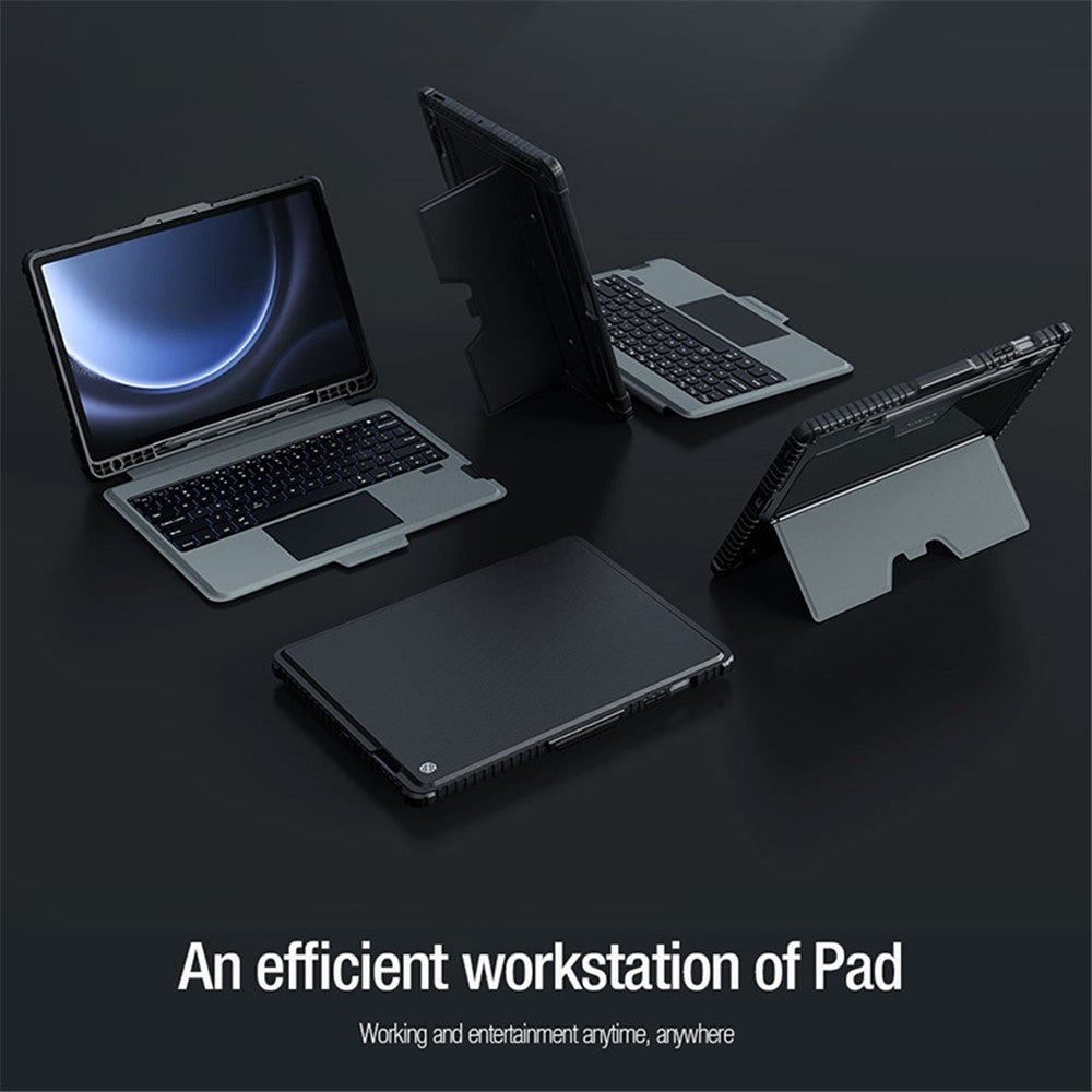 NILLKIN Til Samsung Galaxy Tab S9 FE+ Tablet-etui med aftageligt Bluetooth-kompatibelt tastatur (baggrundsbelyst version)