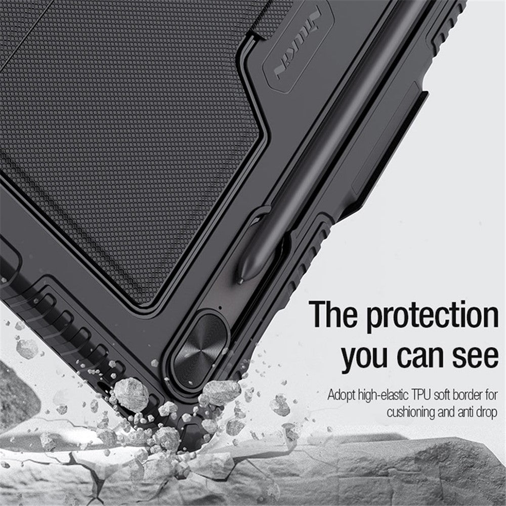 NILLKIN Til Samsung Galaxy Tab S9 FE+ Tablet-etui med aftageligt Bluetooth-kompatibelt tastatur (baggrundsbelyst version)