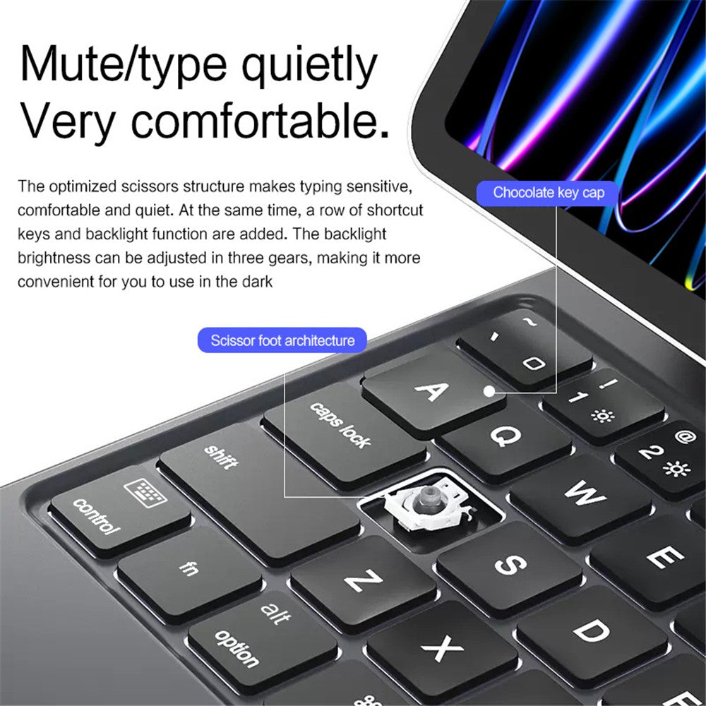 Magnetic Floating Bluetooth-Compatible Keyboard for iPad Air 13 (2026) / (2025) / (2024) / iPad Pro 12.9 (2022) / (2021) / (2020) / (2018) Leather Tablet Case