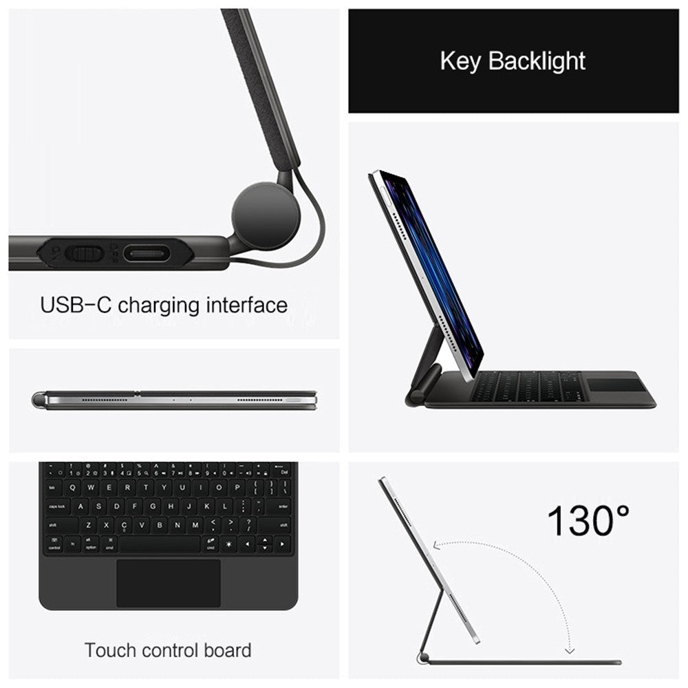 Magnetic Floating Bluetooth-Compatible Keyboard for iPad Air 13 (2026) / (2025) / (2024) / iPad Pro 12.9 (2022) / (2021) / (2020) / (2018) Leather Tablet Case