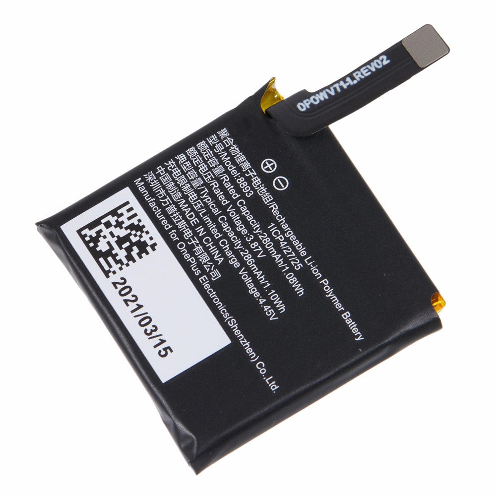 For OnePlus Watch 3.87V 280mAh Rechargeable Li-Polymer Battery Assembly Part (Encode: 8893)