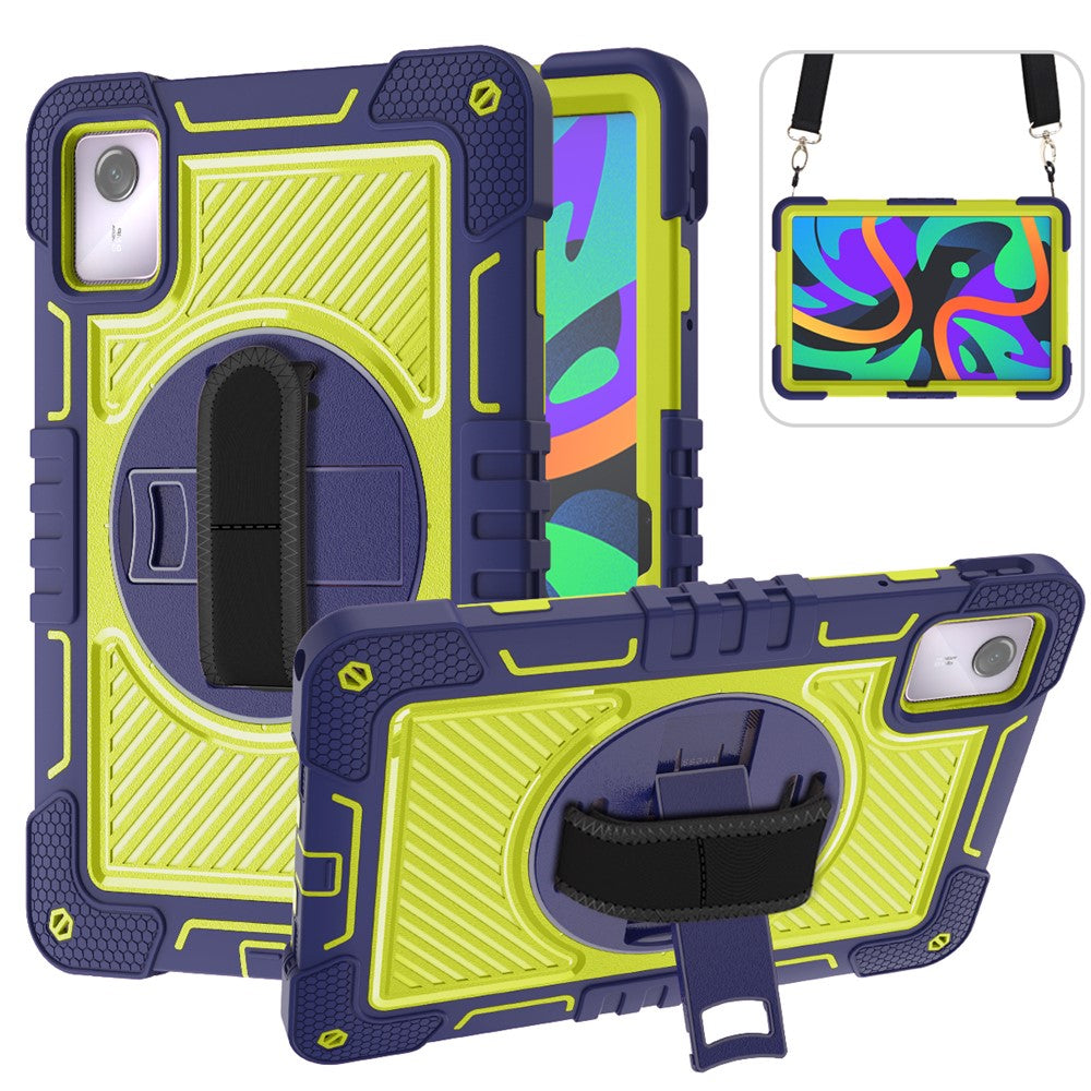 For Lenovo Tab M11 / Xiaoxin Pad 11 2024 Case Silicone+PC Kickstand Tablet Cover with Shoulder Strap