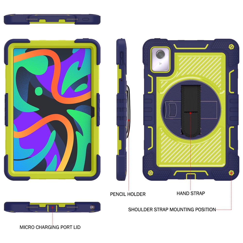 For Lenovo Tab M11 / Xiaoxin Pad 11 2024 Case Silicone+PC Kickstand Tablet Cover with Shoulder Strap