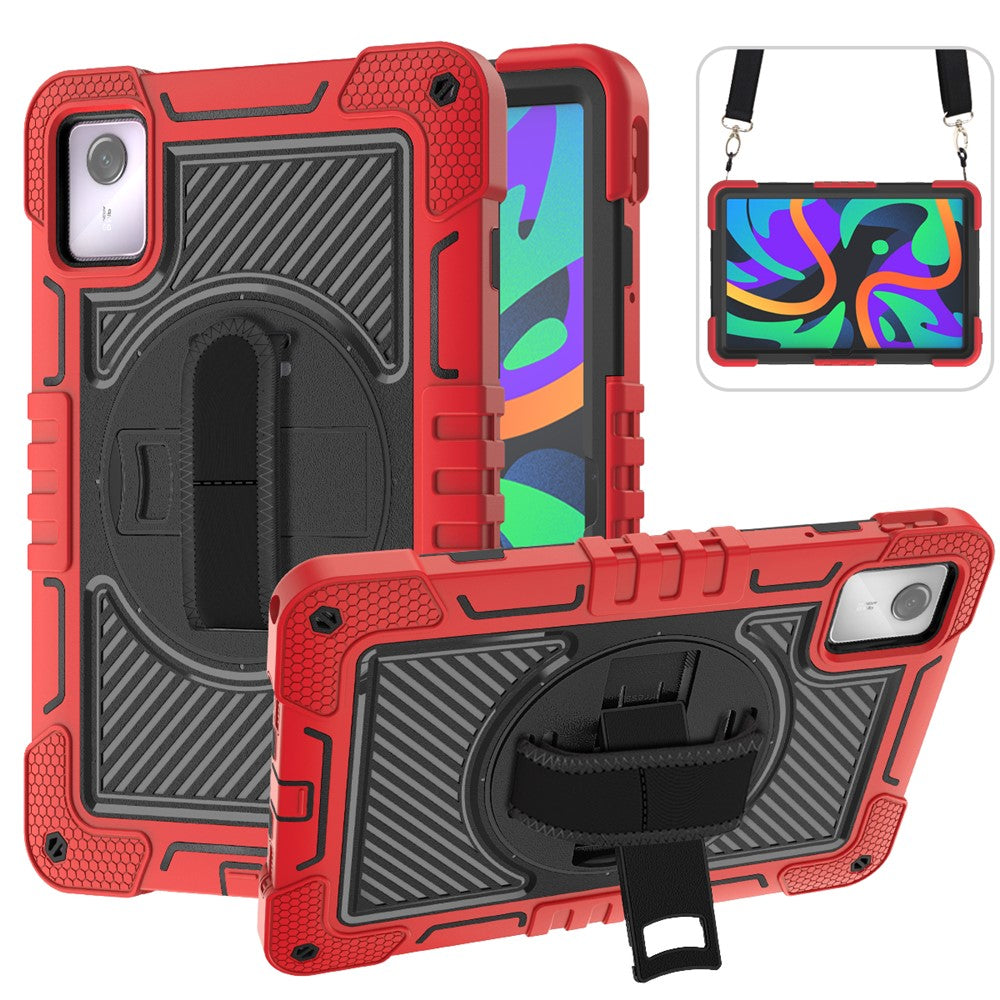 For Lenovo Tab M11 / Xiaoxin Pad 11 2024 Case Silicone+PC Kickstand Tablet Cover with Shoulder Strap
