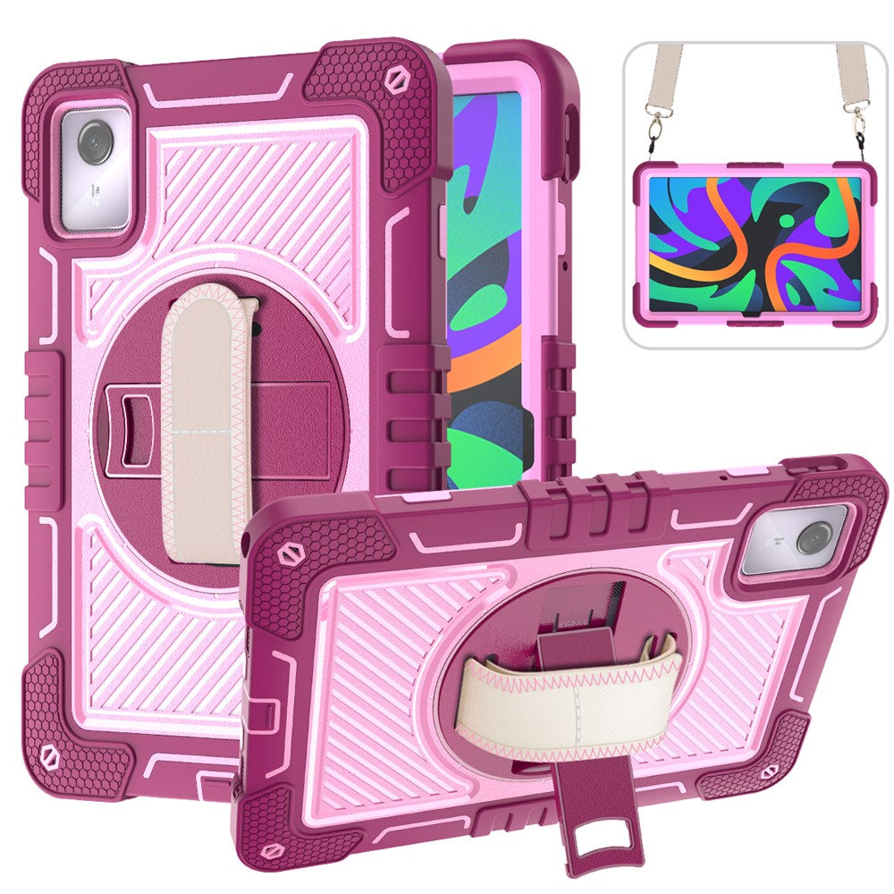 For Lenovo Tab M11 / Xiaoxin Pad 11 2024 Case Silicone+PC Kickstand Tablet Cover with Shoulder Strap