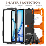 For iPad Air 11 (2026) / (2025) / (2024) Case with Built-In Screen Protector Kickstand PC + Silicone Tablet Cover