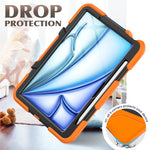 For iPad Air 11 (2026) / (2025) / (2024) Case with Built-In Screen Protector Kickstand PC + Silicone Tablet Cover