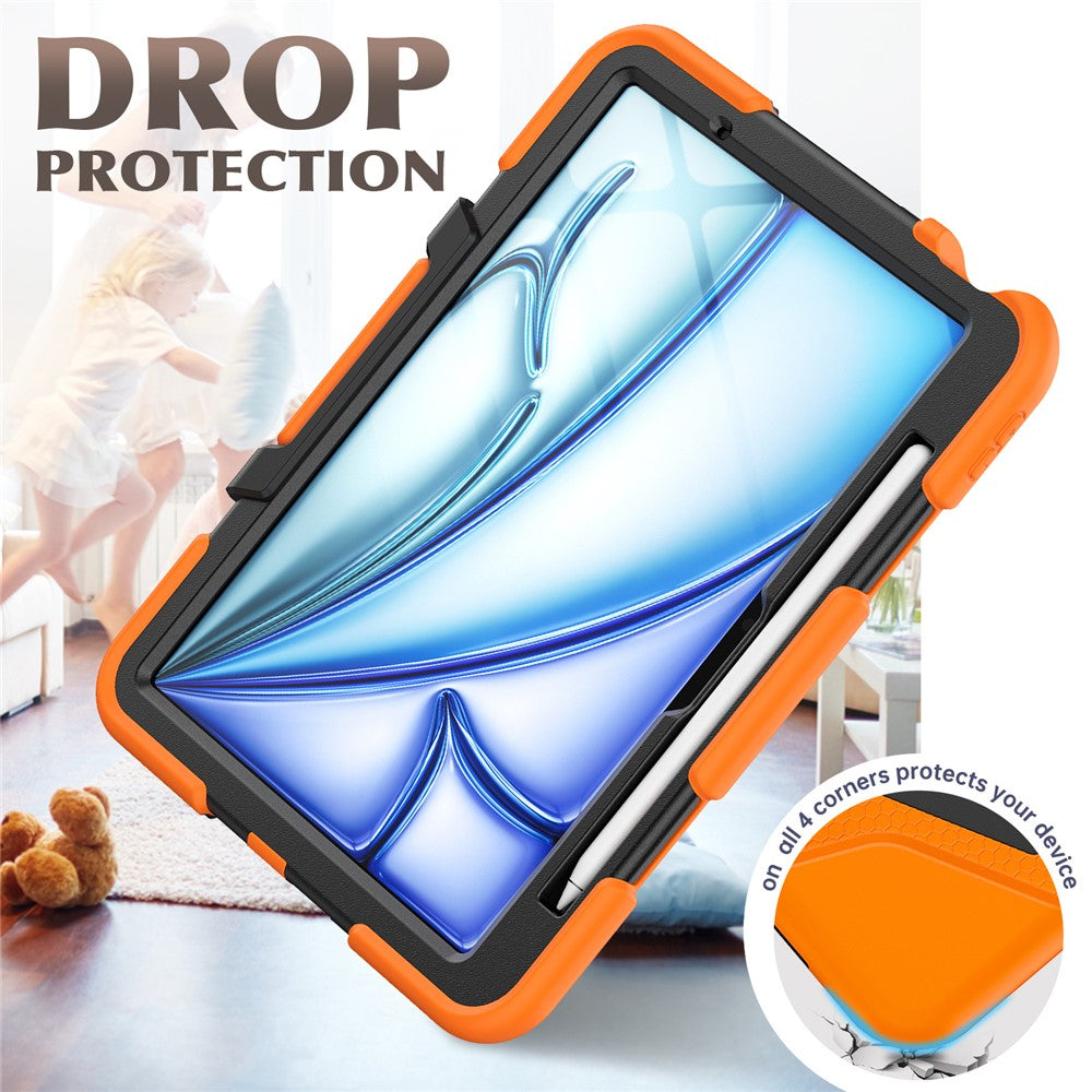 For iPad Air 11 (2026) / (2025) / (2024) Case with Built-In Screen Protector Kickstand PC + Silicone Tablet Cover