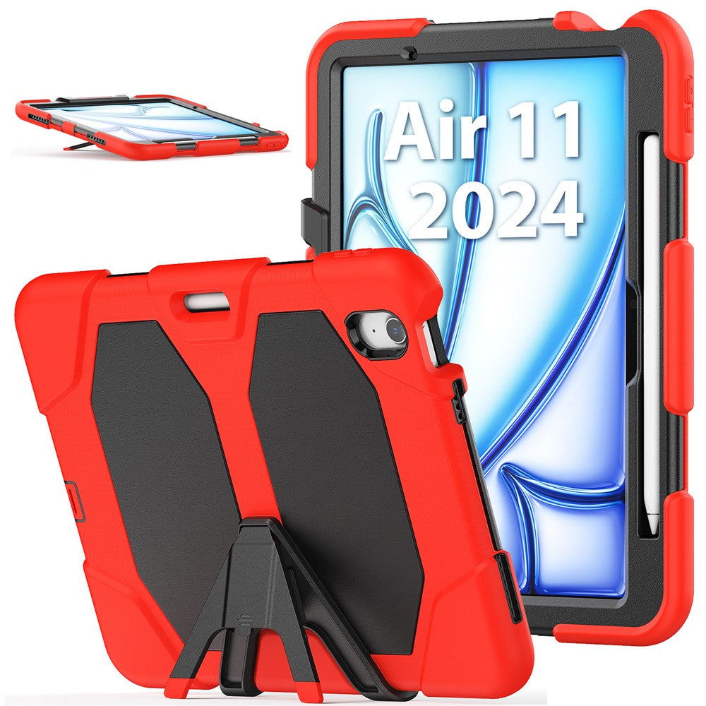 For iPad Air 11 (2026) / (2025) / (2024) Case with Built-In Screen Protector Kickstand PC + Silicone Tablet Cover