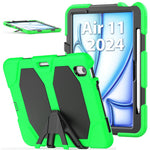 For iPad Air 11 (2026) / (2025) / (2024) Case with Built-In Screen Protector Kickstand PC + Silicone Tablet Cover