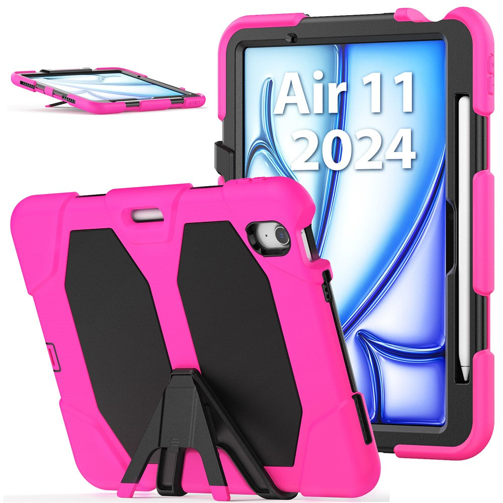 For iPad Air 11 (2026) / (2025) / (2024) Case with Built-In Screen Protector Kickstand PC + Silicone Tablet Cover