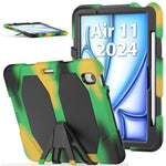 For iPad Air 11 (2026) / (2025) / (2024) Case with Built-In Screen Protector Kickstand PC + Silicone Tablet Cover