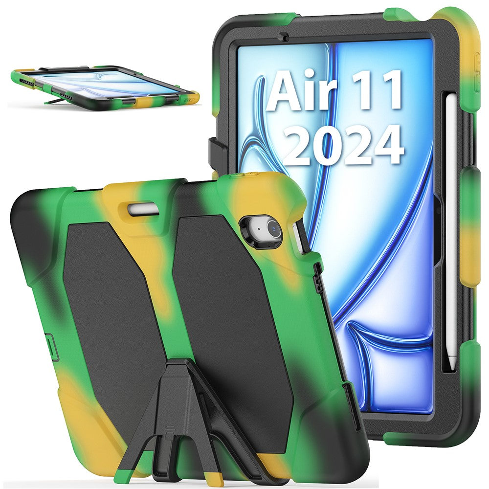 For iPad Air 11 (2026) / (2025) / (2024) Case with Built-In Screen Protector Kickstand PC + Silicone Tablet Cover
